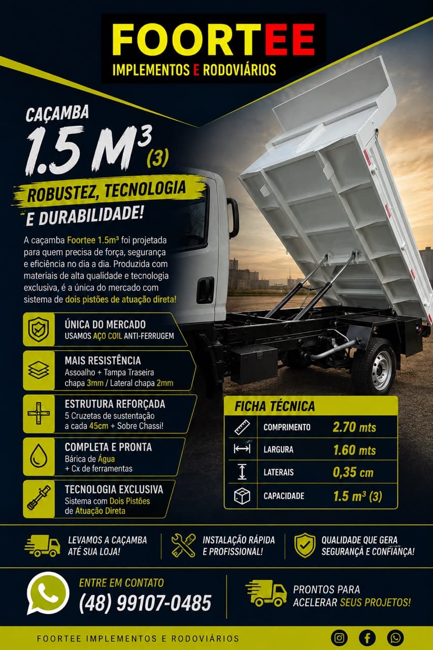 Caçamba Basculante 1,5 m³